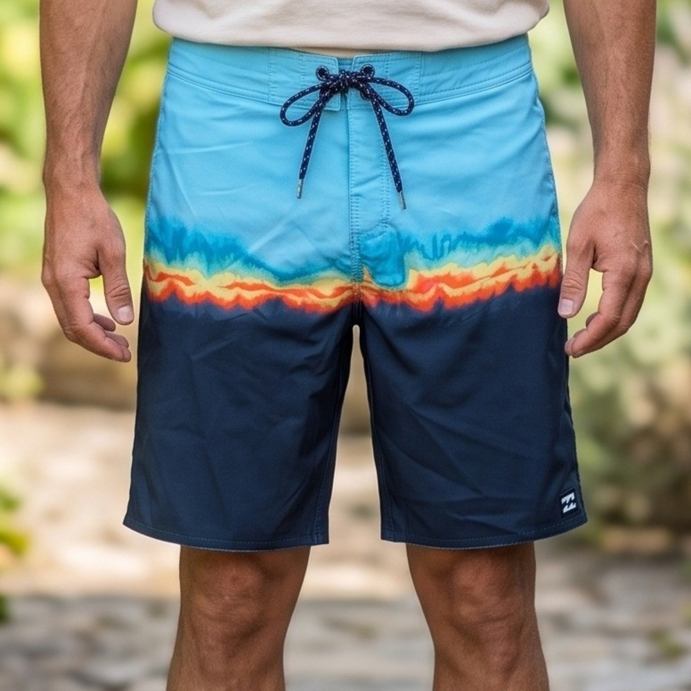 Billabong Fifty50 Pro Board Shorts Blue Navy Tie Dye Recycler Surf Trunks 26